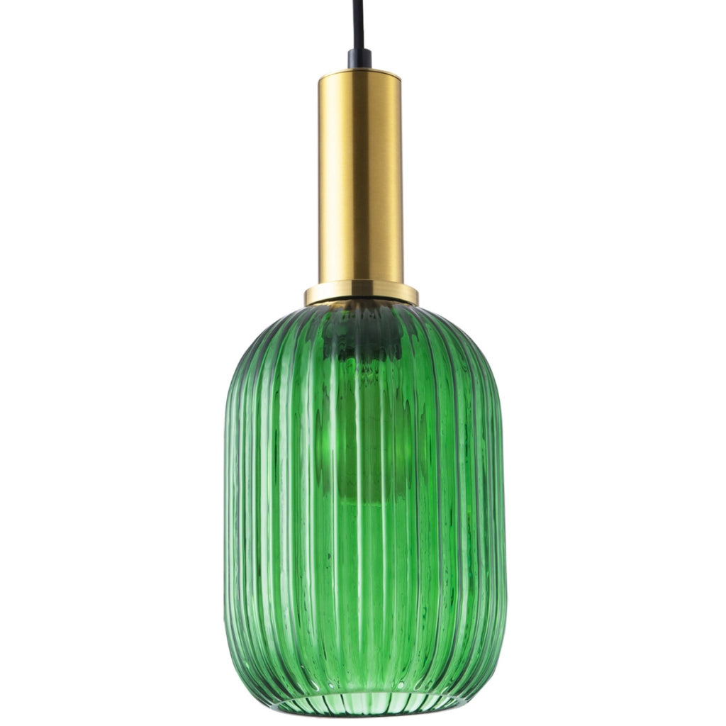 Lampada a sospensione Polux Suffolk verde oro E27 Ø15 cm