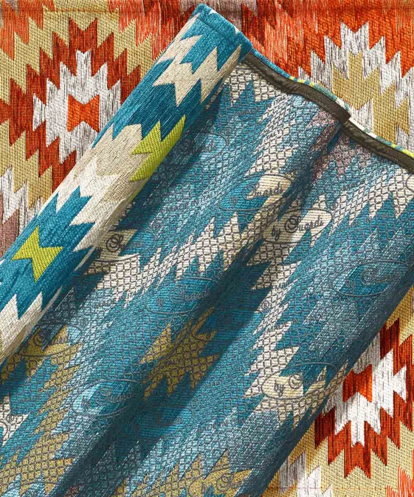 Coppia tappeti moderni AVANA BEIGE geometrico etnico kilim, passatoie arredo camera matrimoniale scendiletto lavabili anti-scivolo cm.65x110 (Coppia)