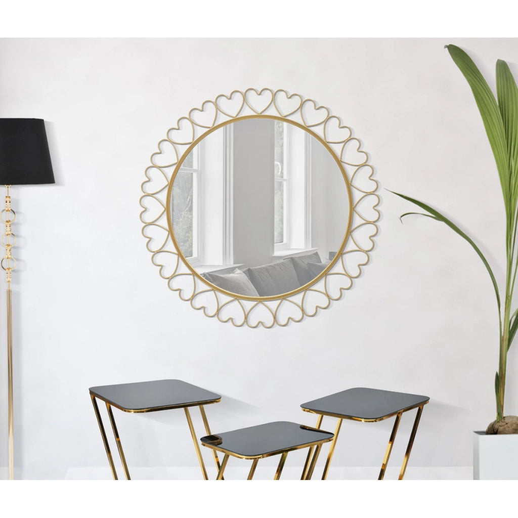 Specchio con Cornice VKH492, Oro, Metallo, 80x2,5x80 cm