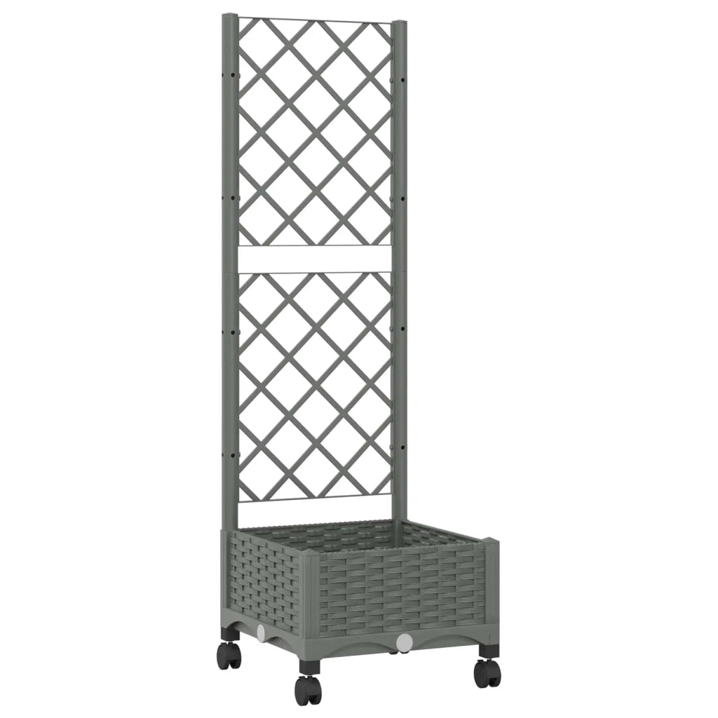 Vaso da giardino con grigliato e ruote Grigio Chiaro PP 3422917