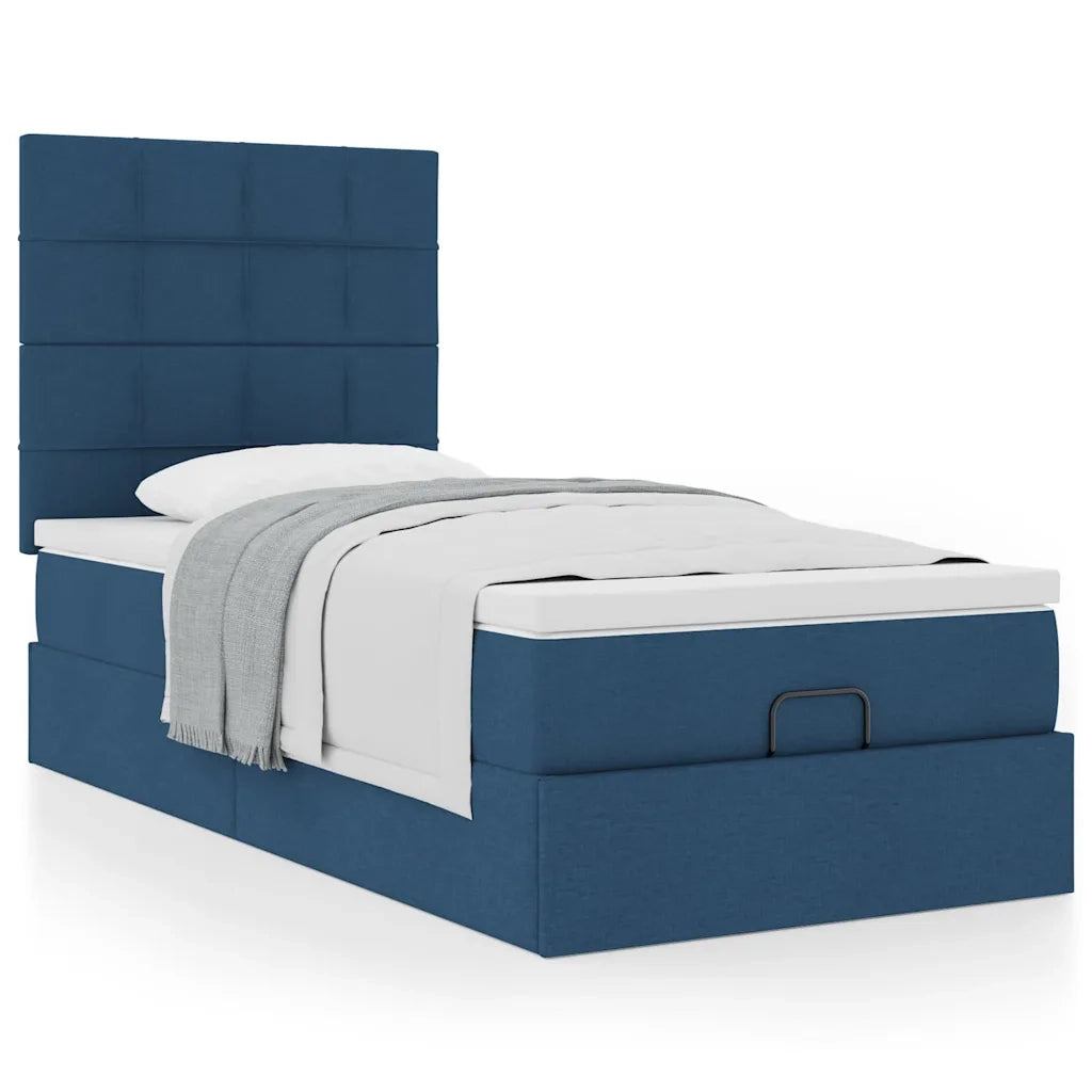 Pouf Letto con Materasso Blu 90x200 cm in Tessuto 3313132