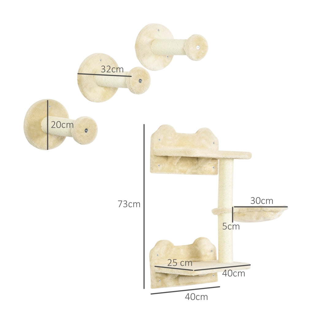 Casa per gatti con scala e amaca ¨C Minimal ¨C beige e cremewei? 40x28x73 cm