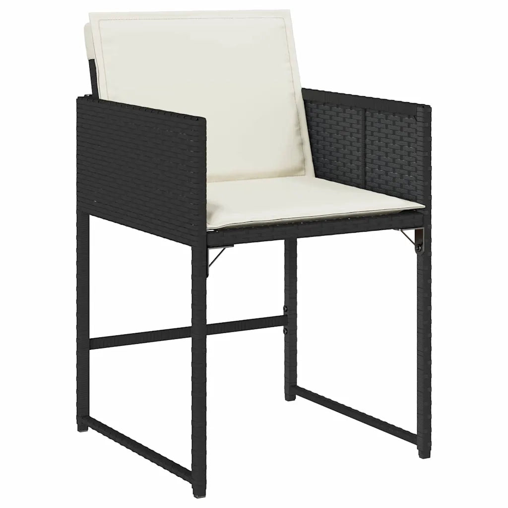 Set da Pranzo per Giardino con cuscino 9 pcs Nero polyrattan 3380007