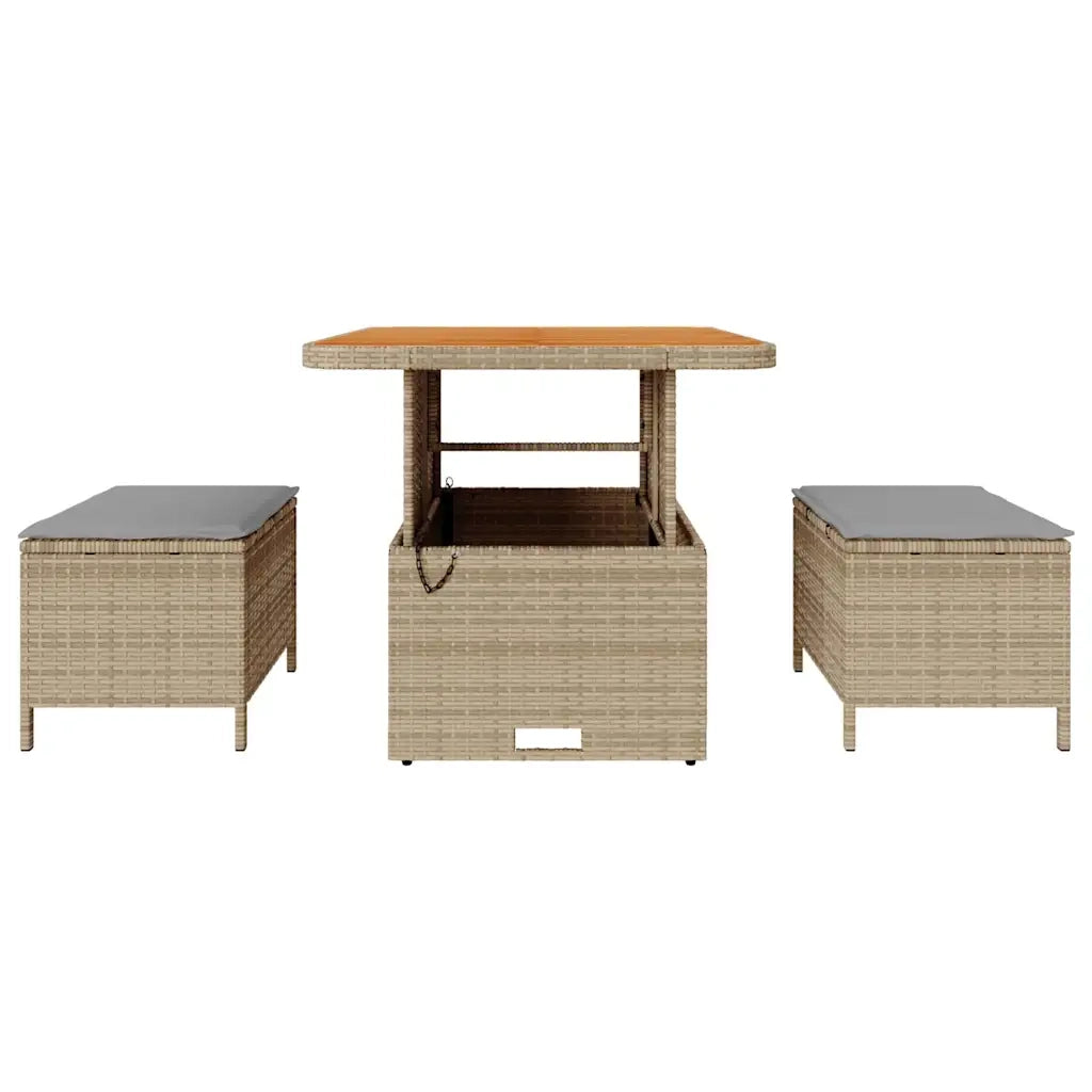Set da Pranzo per Giardino Beige polyrattan 42007914