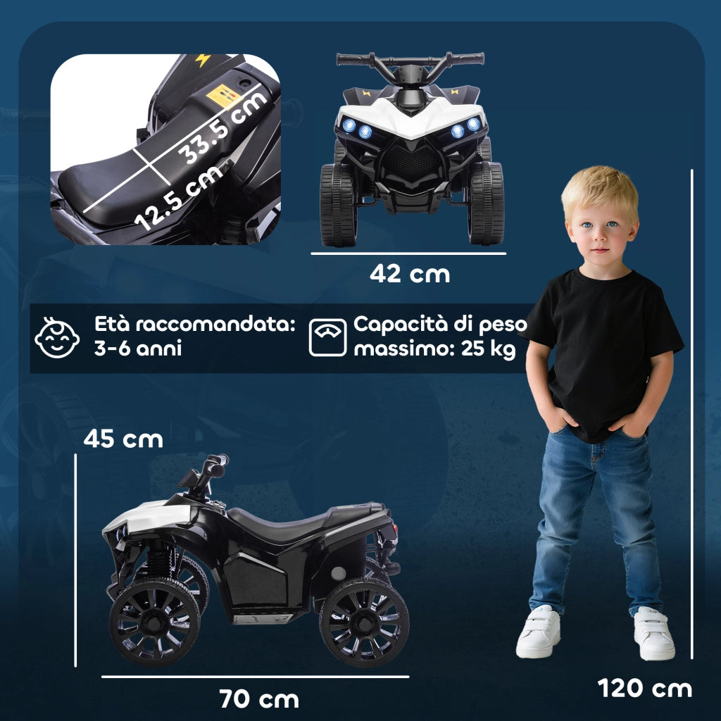 Quad Elettrico per Bambini ¨C Minimal ¨C Bianco 6V LED