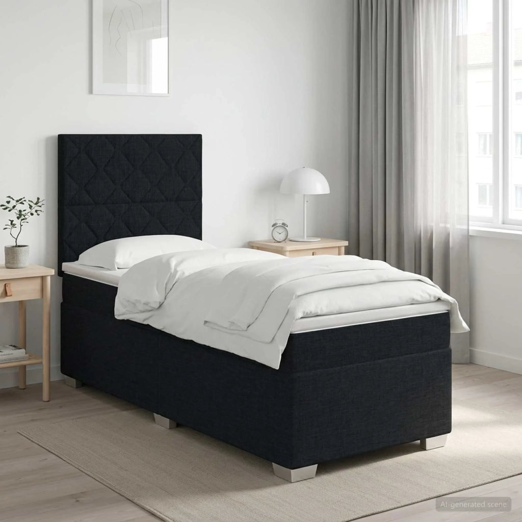 Letto box spring con materasso Nero 100 x 200 cm Tessuto 3453348