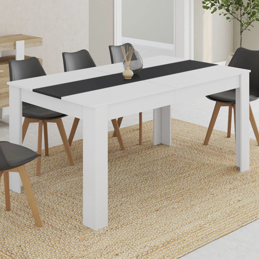 IDMarket - GEORGIA Tavolo da pranzo rettangolare bianco e grigio per 8 persone 160 x 80 cm