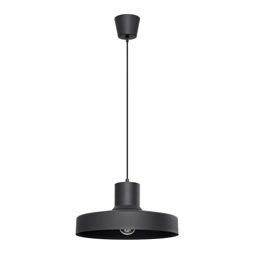 Lampada a sospensione BILO in acciaio nero E27 moderna rotonda 35x120cm