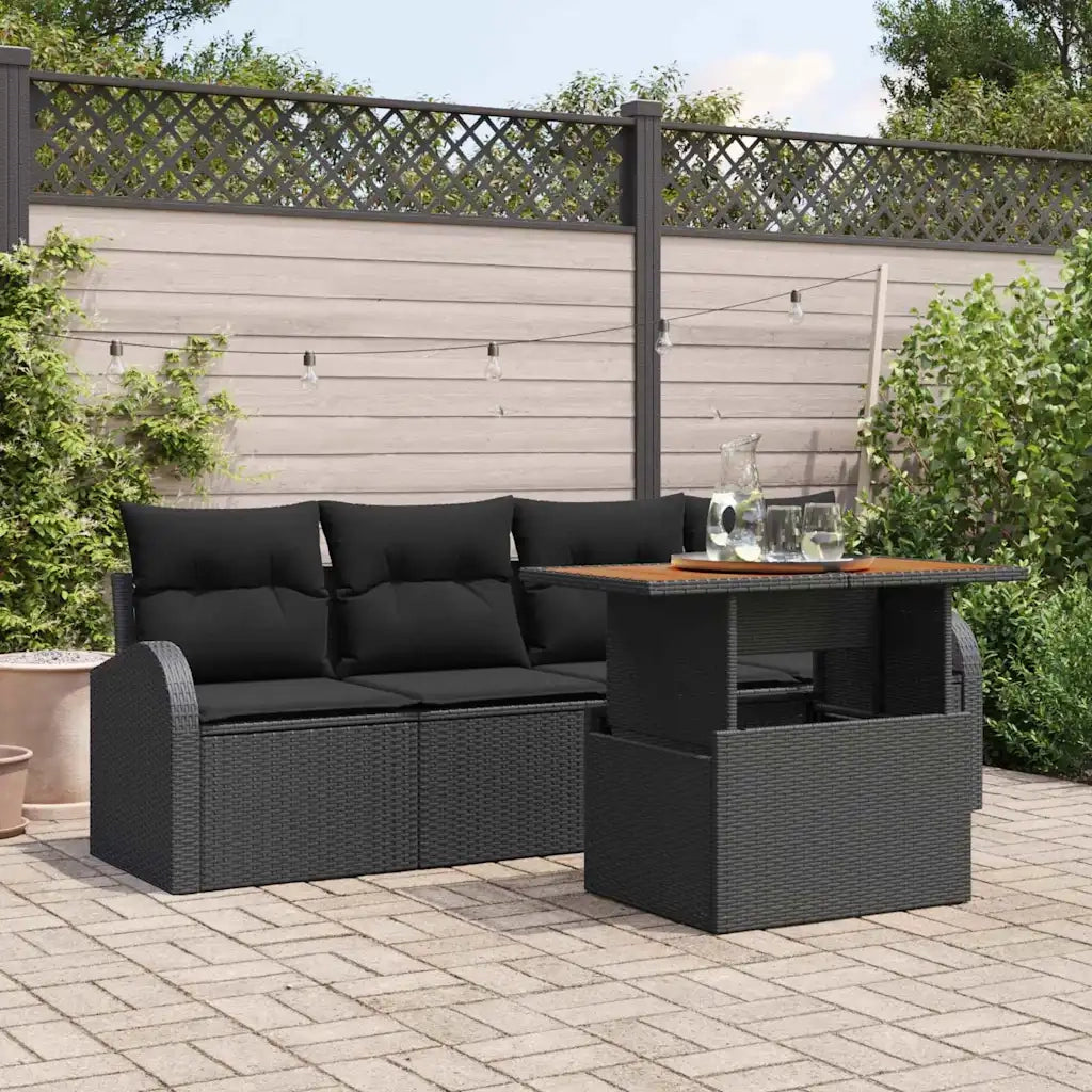Set Divano da Giardino con cuscino 5 pcs Nero 3349519