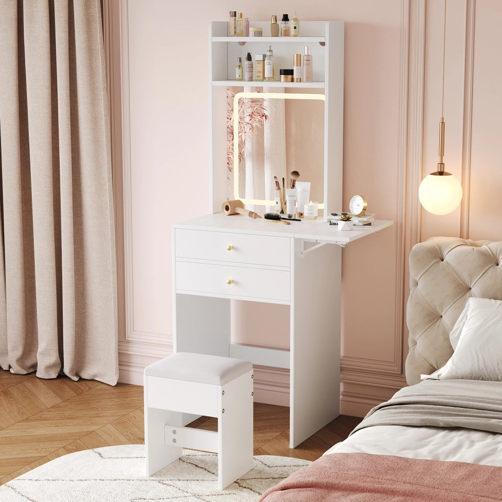 TOLETTA pieghevole con LED 75x45x156 cm MDF bianco