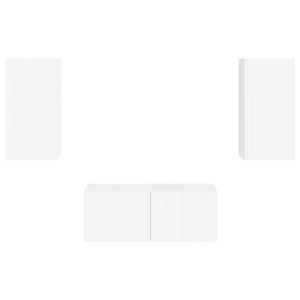 Set mobile TV 2 pcs Bianco Lucido Legno multistrato