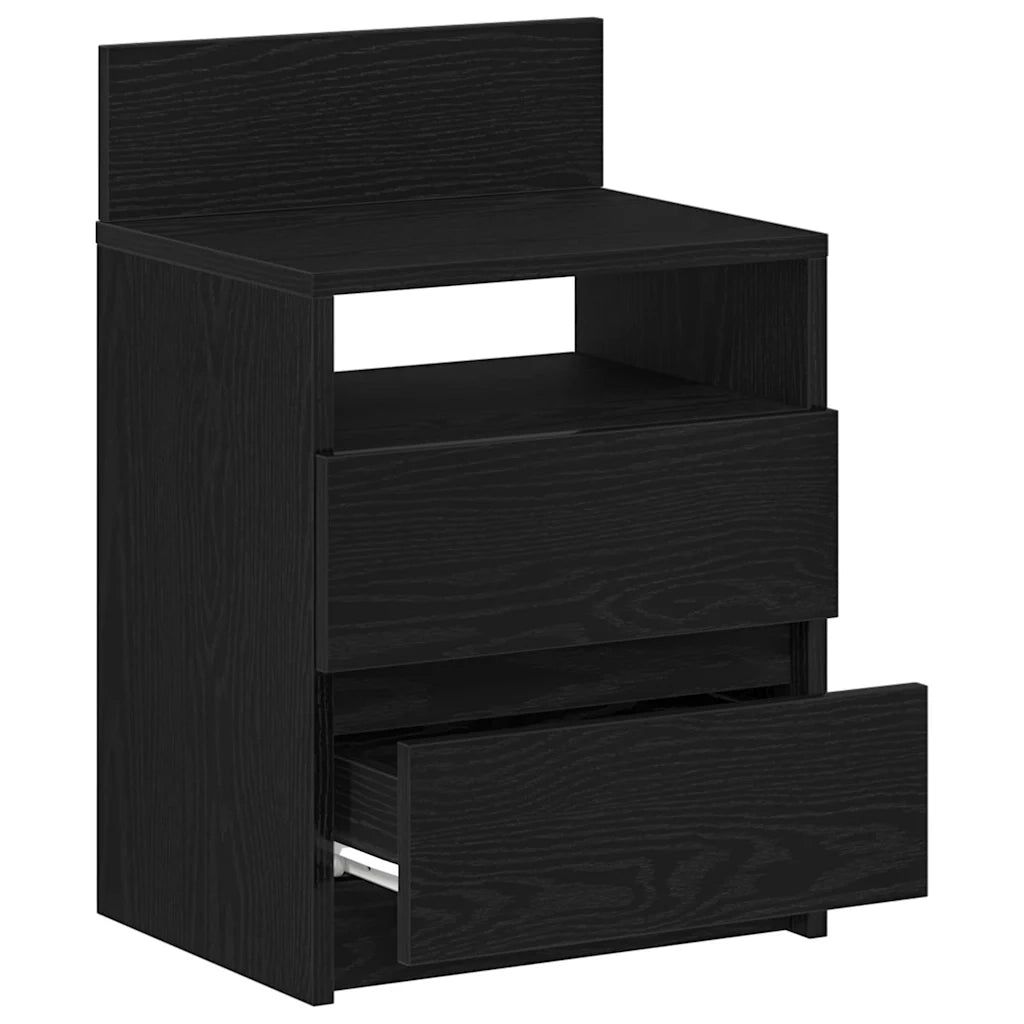 Comodino con 2 Cassetti Nero 40x33x60 cm 858562