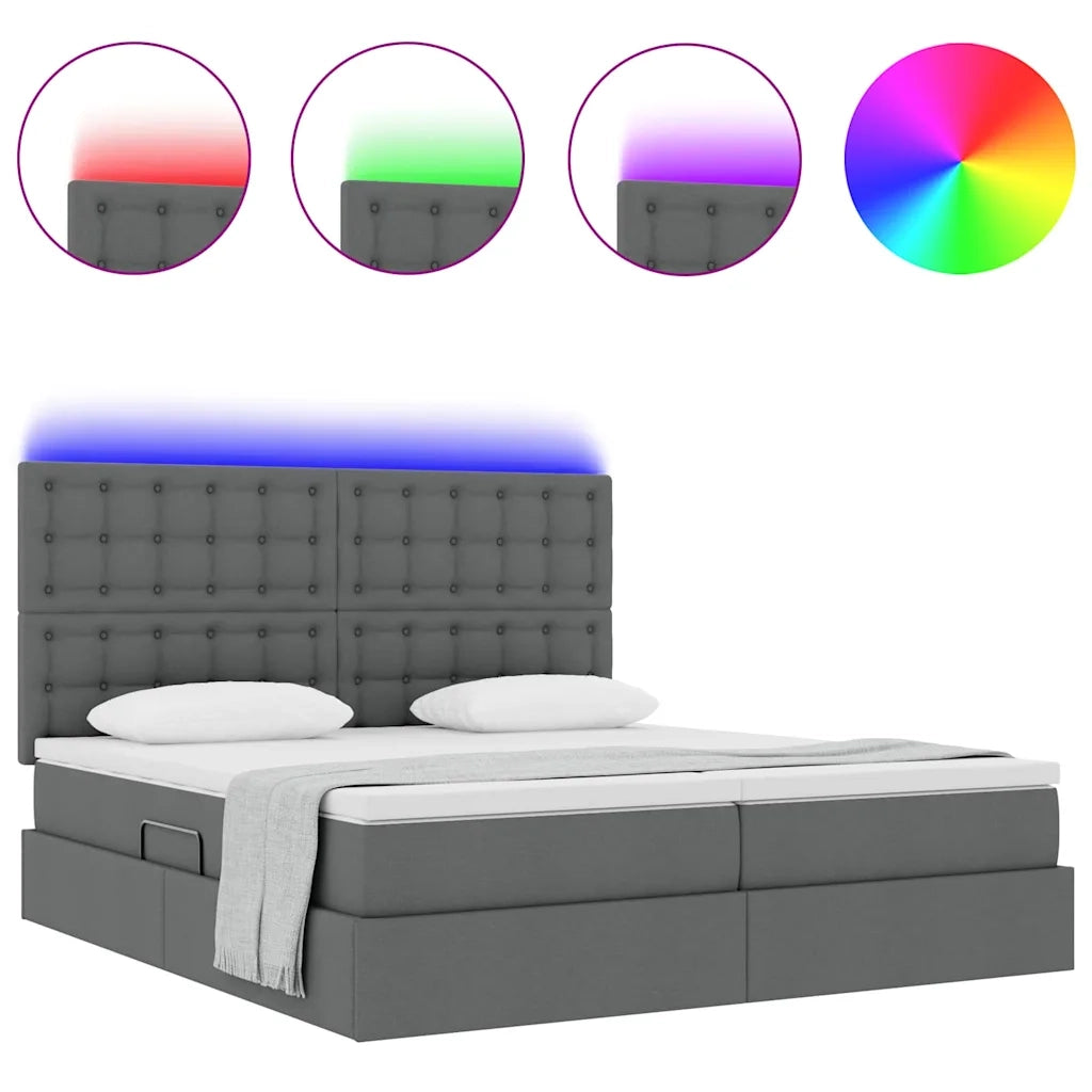 Letto con testiera Grigio scuro 180 x 200 cm Tessuto
