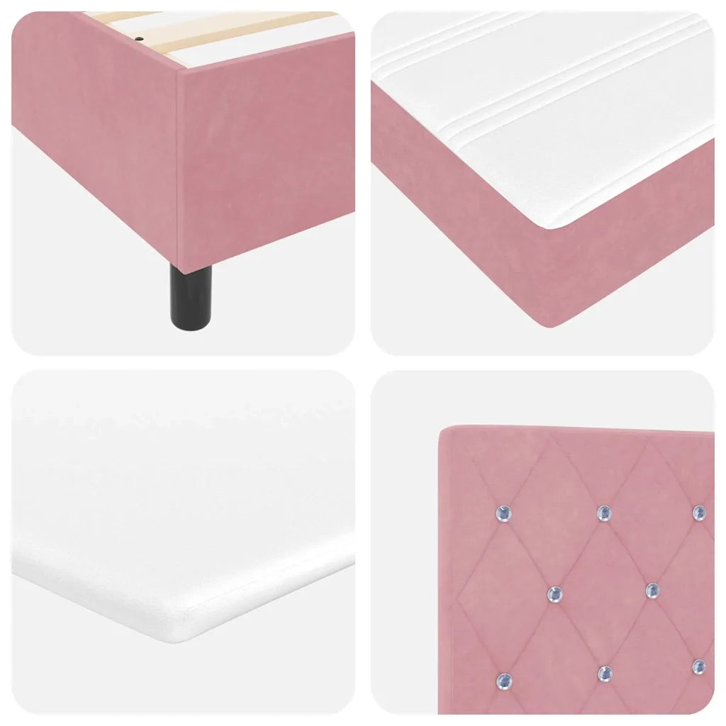 Letto a molle con materasso Rosa 120 x 200 cm Velluto 3339763