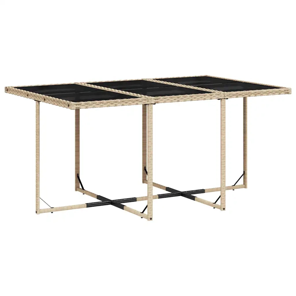 Set da Pranzo da Giardino 7 pz con Cuscini Beige in Polyrattan 3211270