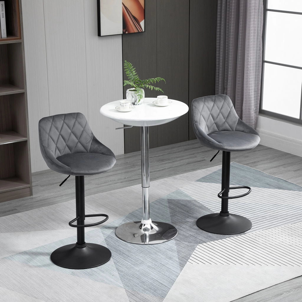 SET 2 SGABELLI DA BAR CON SCHIENALE E ALTEZZA REGOLABILE INDUSTRIAL GRIGIO-NERO