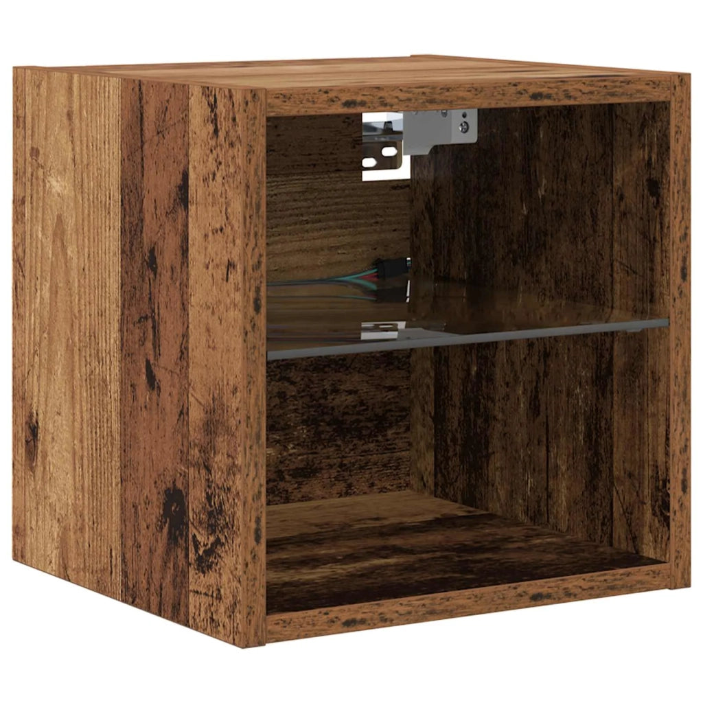 Mobile TV con luci a strisce a LED 8 pz-Credenza TV-Console TV Legno vecchio Vetro