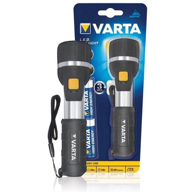 Varta 16610101421 Day Light Torcia LED 3 LED 5mm 25 lumen 40m 2 pile AA incluse colore Nero