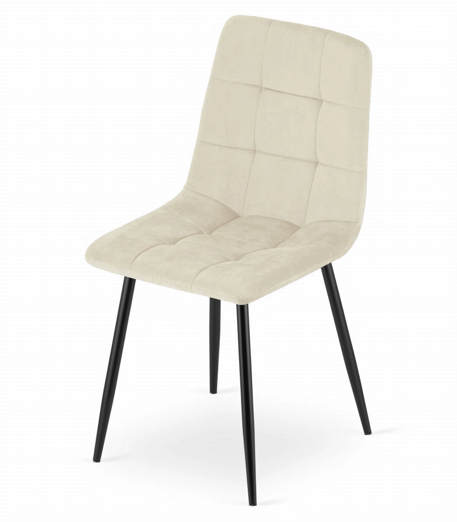 Sedia VALORA PYRA - Moderna in velluto beige con gambe nere x 2