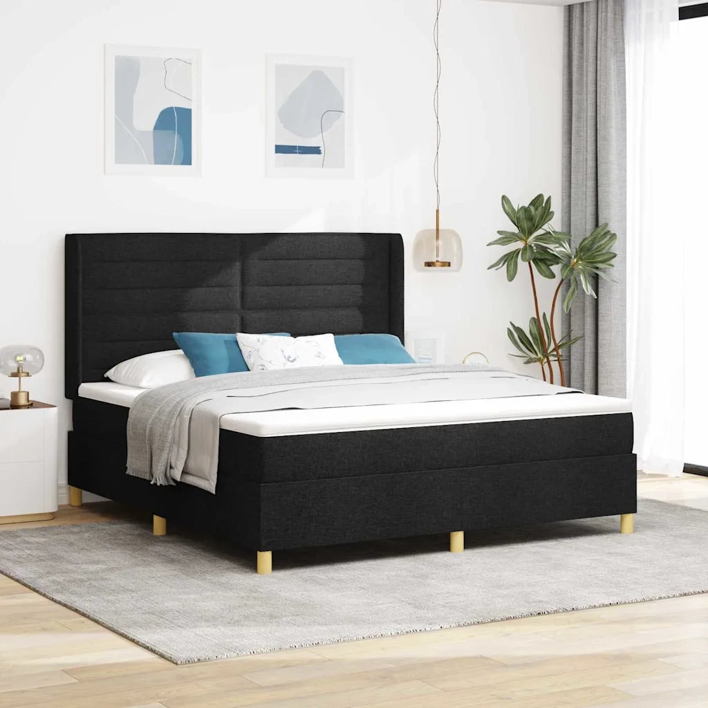 Letto a molle con materasso Nero 140 x 200 cm Tessuto