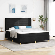 Letto a molle con materasso Nero 140 x 200 cm Tessuto