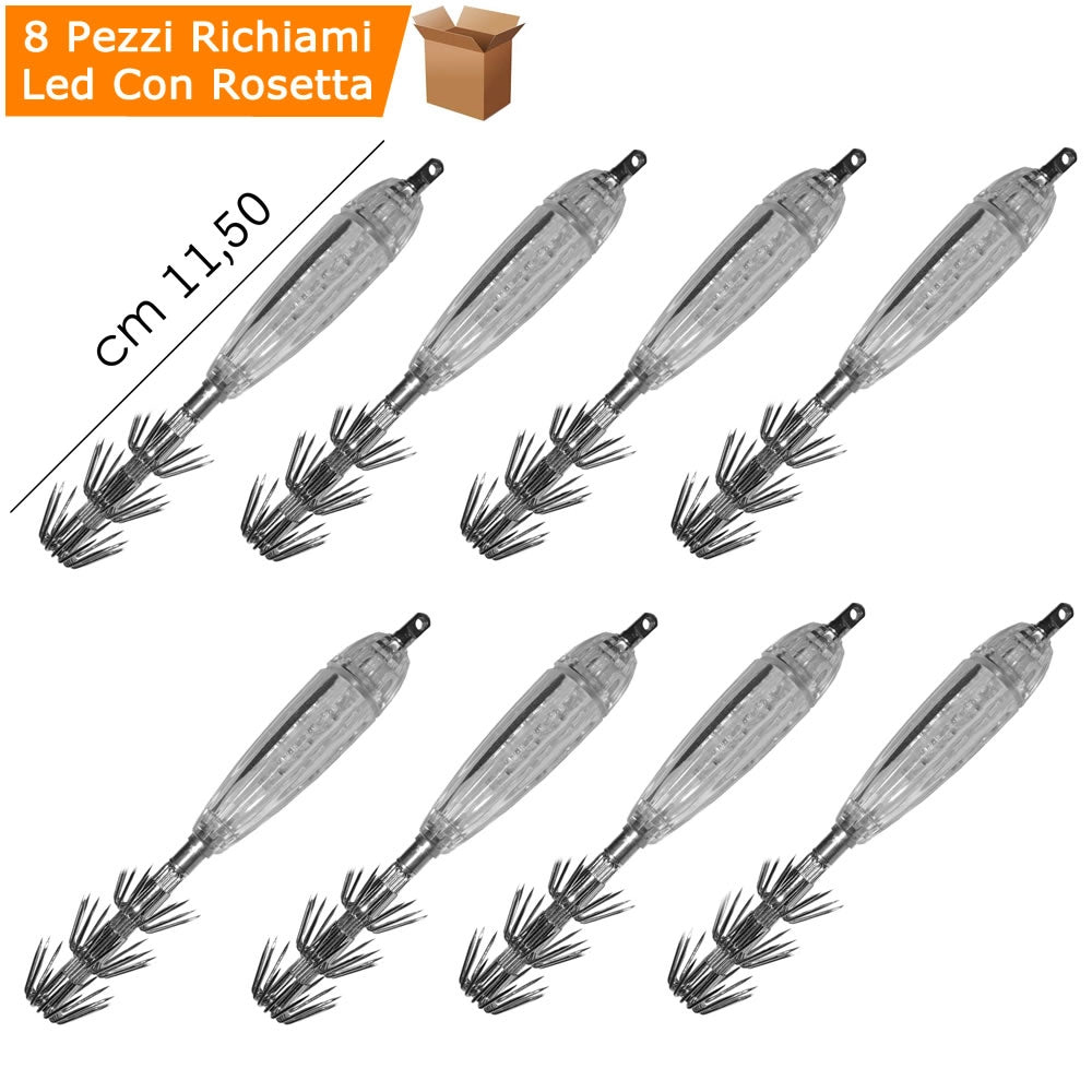 Richiami di profondita' con rosette ami per calamari seppie pezzi 8