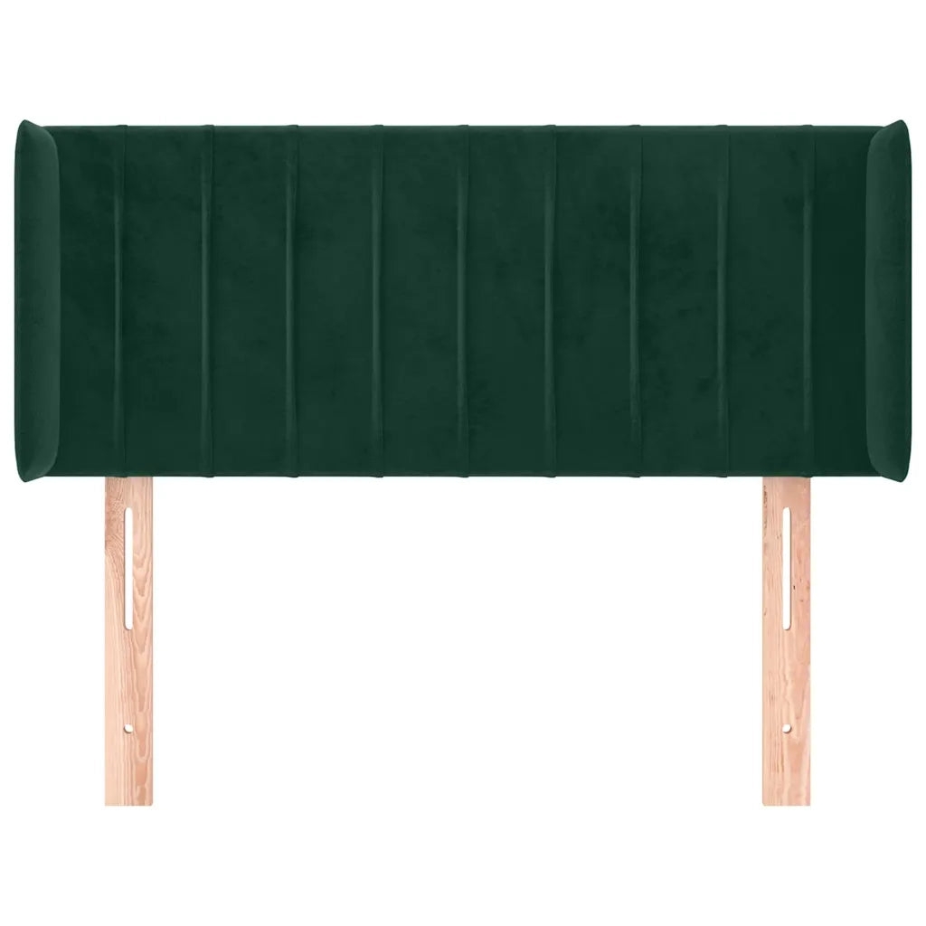 Testiera ad Orecchio-Testata con Orecchie Verde Scuro 103x16x78/88 cm in Velluto 417488