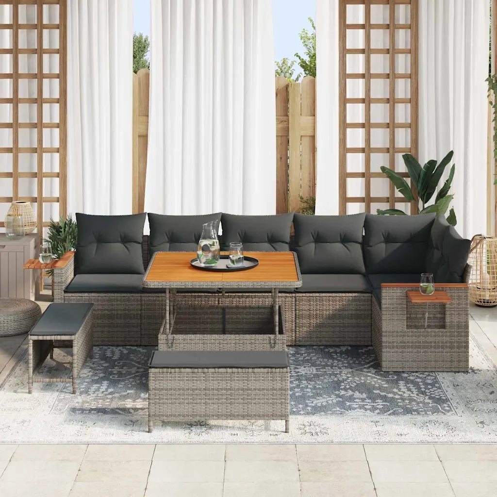 Set Divano da Giardino con cuscino 11 pcs Grigio polyrattan 3365138
