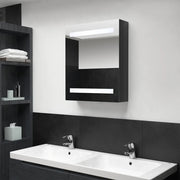 Armadietto Bagno con Specchio e LED-Mobile bagno con specchio Nero Lucido 50x14x60 cm