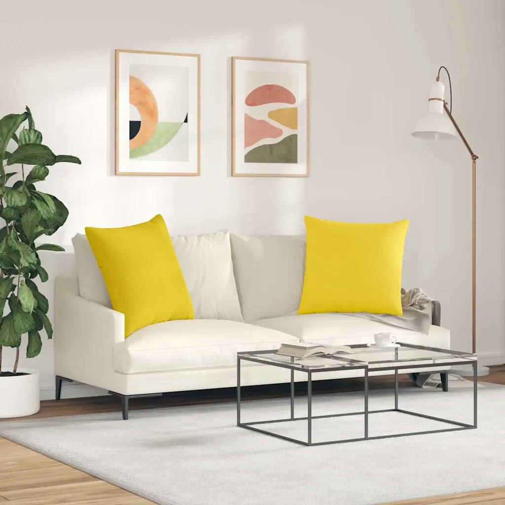 Cuscini da Divano 2 pcs Giallo Chiaro 80 x 80 cm Tessuto 42014049
