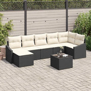 Set di divani con cuscino 8 pcs Nero polyrattan