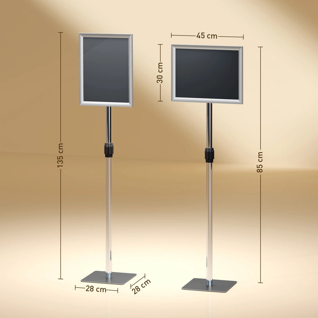 Cavalletto Espositore A3 Regolabile ¨C Minimal ¨C Acciaio e Alluminio, Argento