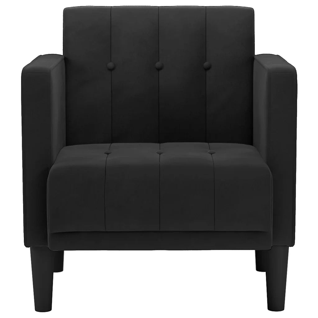 Divano Poltrona | Sedia con Braccioli Nero 53 cm in Velluto