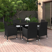 Set da Pranzo per Giardino 7 pz con Cuscini Polyrattan e Vetro 3099730