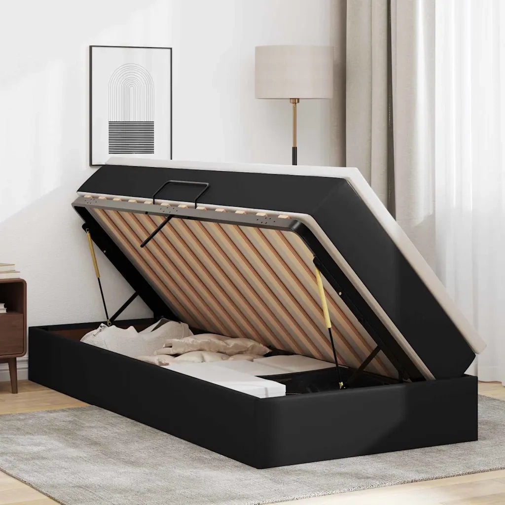 Letto con contenitore e materasso Nero 100 x 200 cm 3370150
