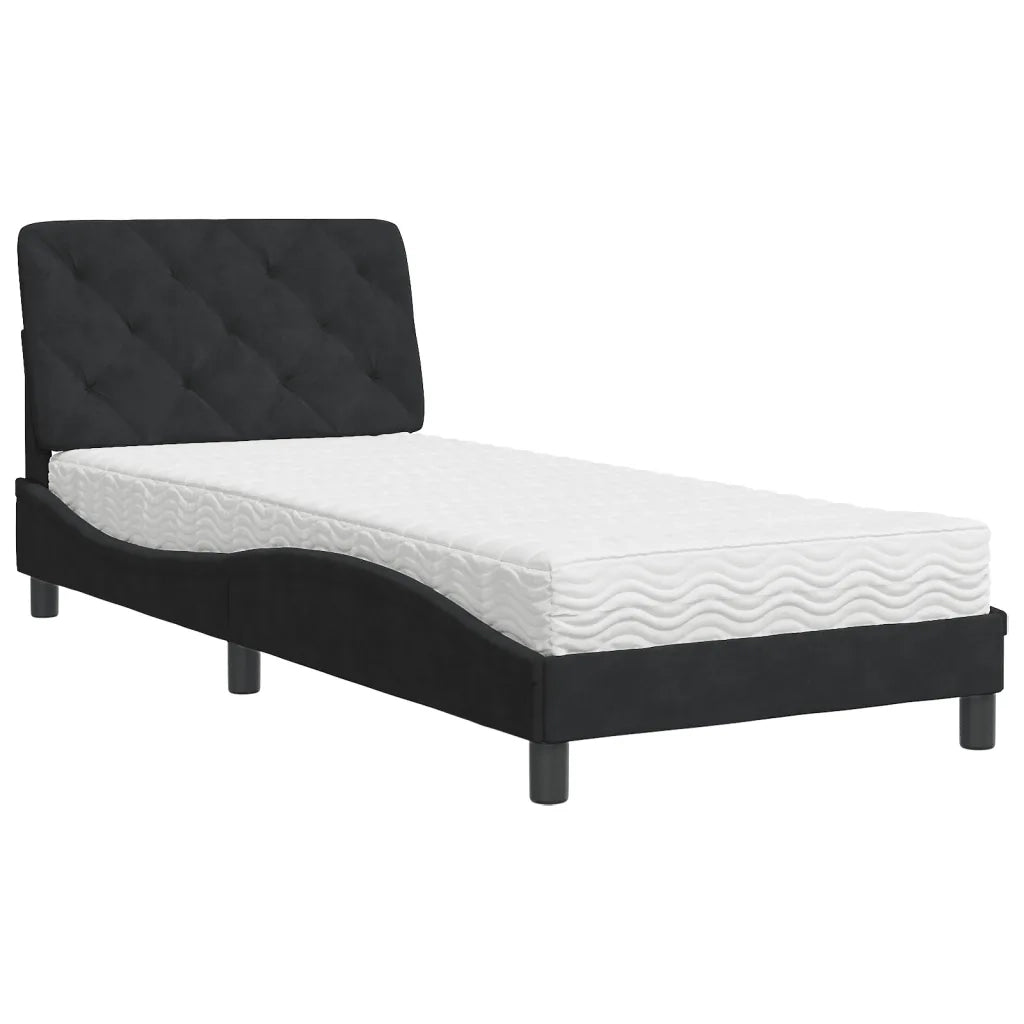Letto con Materasso-Struttura Letto con Materasso Nero 80x200 cm in Velluto