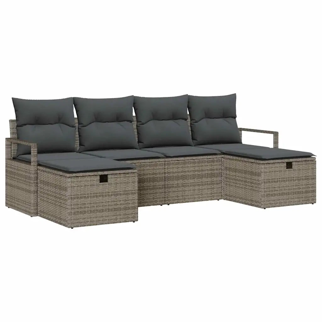 Set di divani con cuscino 6 pcs Grigio polyrattan