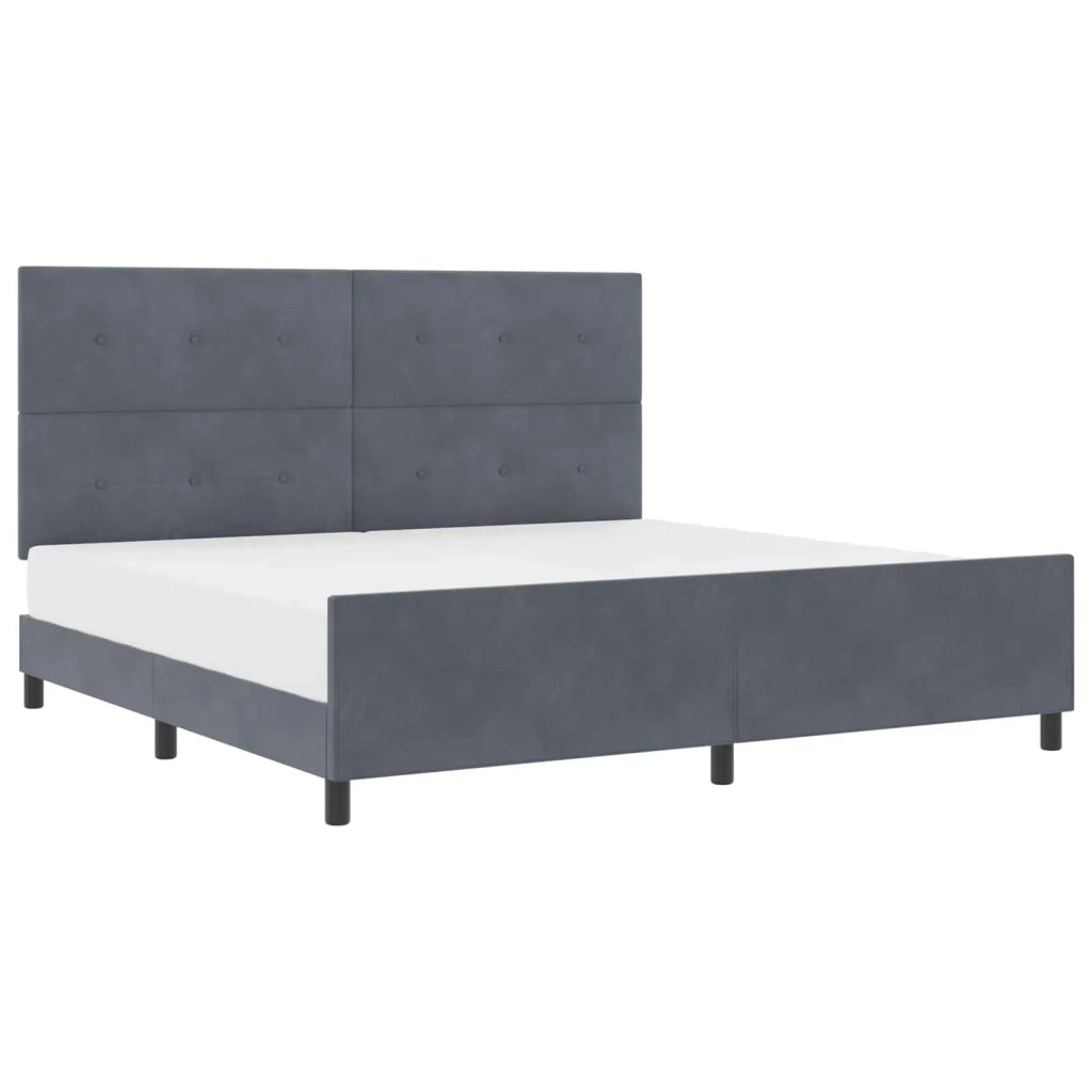 Letto a molle con testiera Grigio scuro 200 x 200 cm Velluto