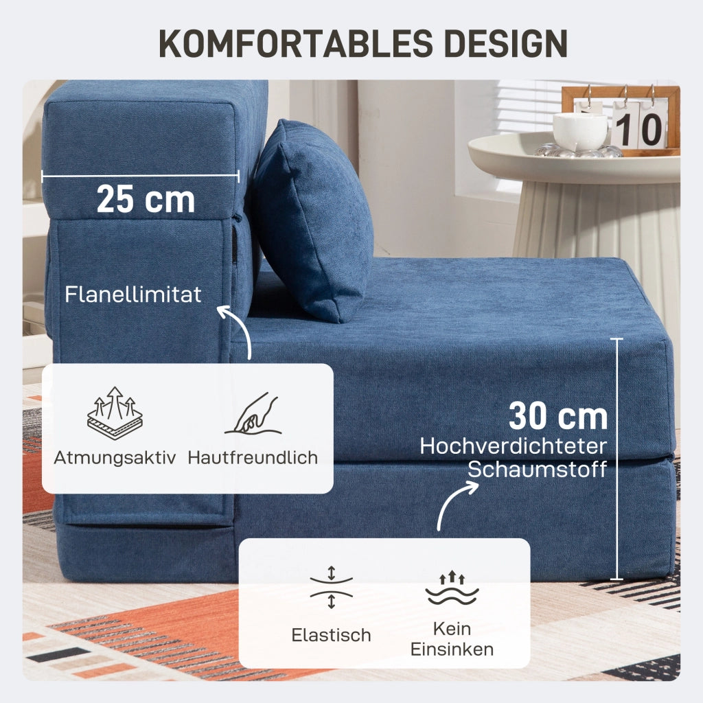 Divano letto trasformabile in materasso ¨C Xylo ¨C Schiuma con cuscini blu scuro