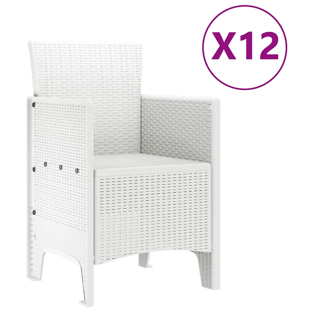 Set da Pranzo per Giardino 13 pcs Bianco Poly Rattan