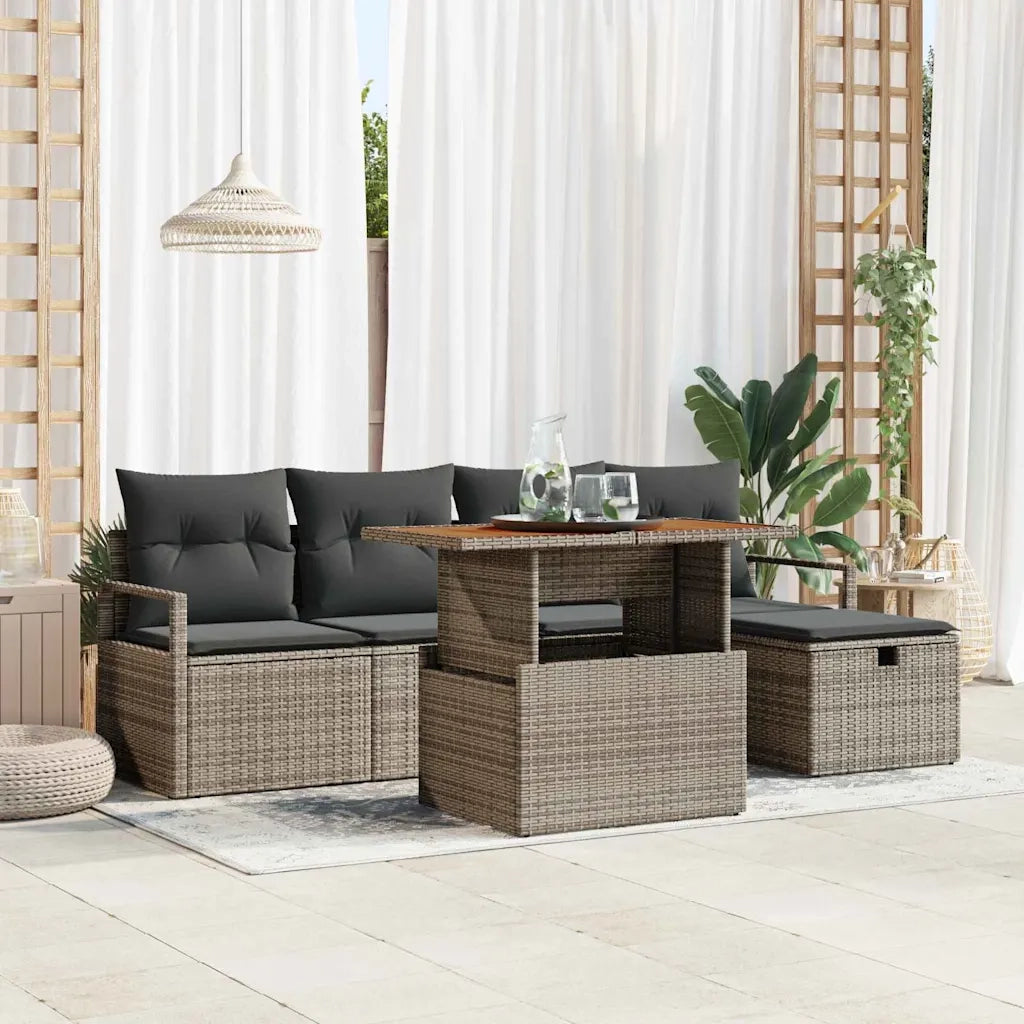 Set Divano da Giardino 6 pcs Grigio polyrattan 3361321