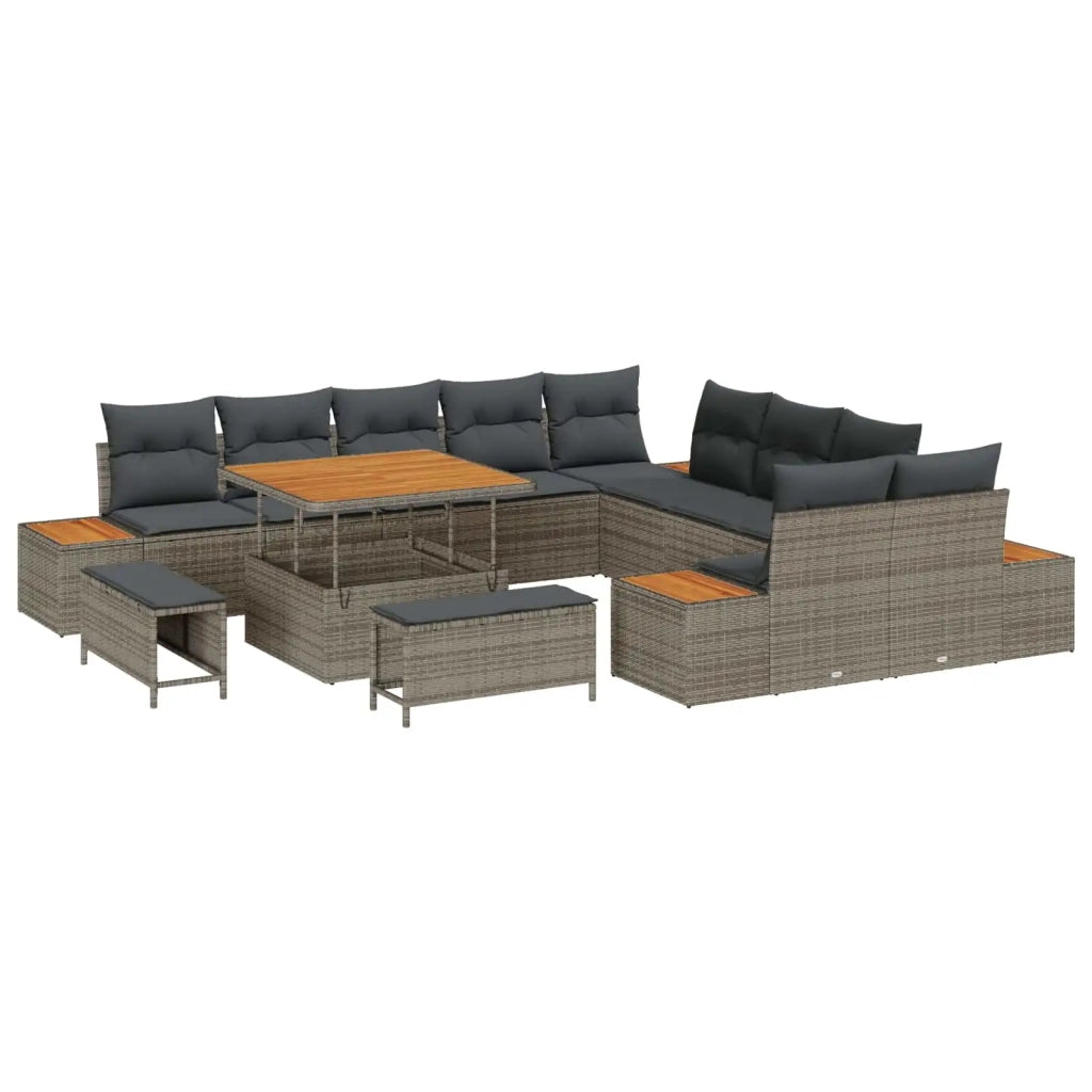 Set Divano da Giardino con cuscino 13 pcs Grigio 3363358