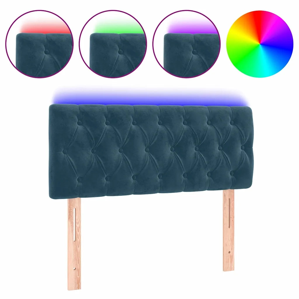 Testiera a LED-Testata con LED Blu Scuro 90x7x78/88 cm in Velluto