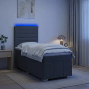 Letto Box Spring LED con Materasso Grigio Scuro 80 x 200 cm 3455466
