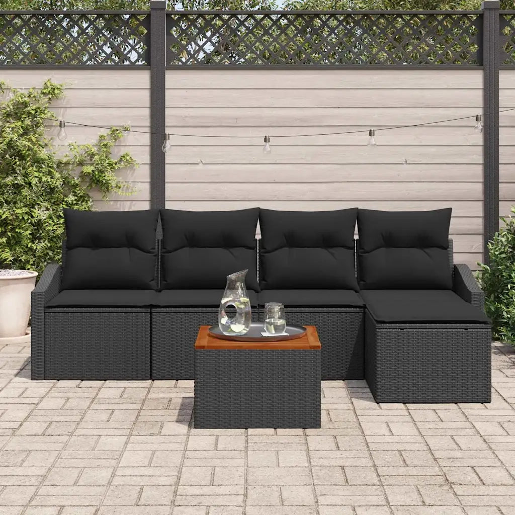 Set Divano da Giardino con archiviazione 6 pcs Nero polyrattan 3356490