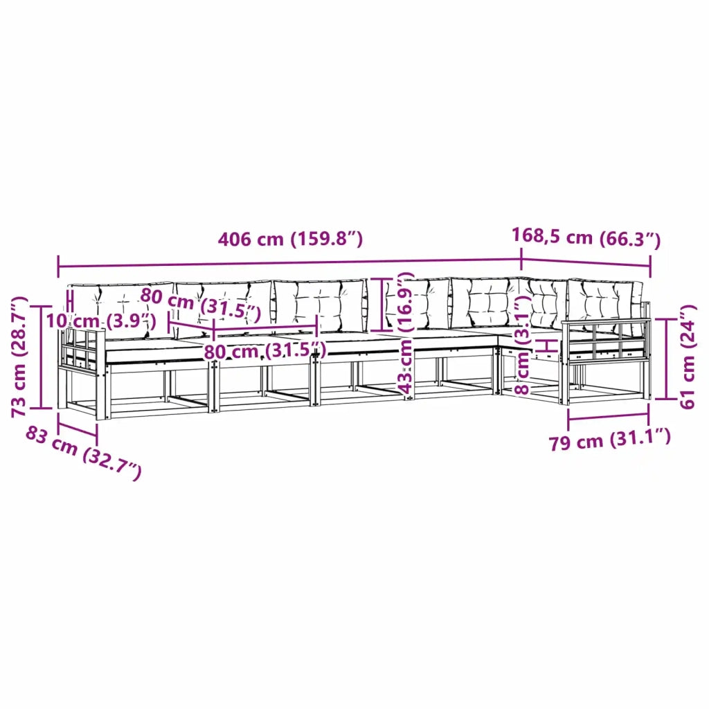 Set di divani da esterno 4 pz Bianco e Beige Poliestere 3386527