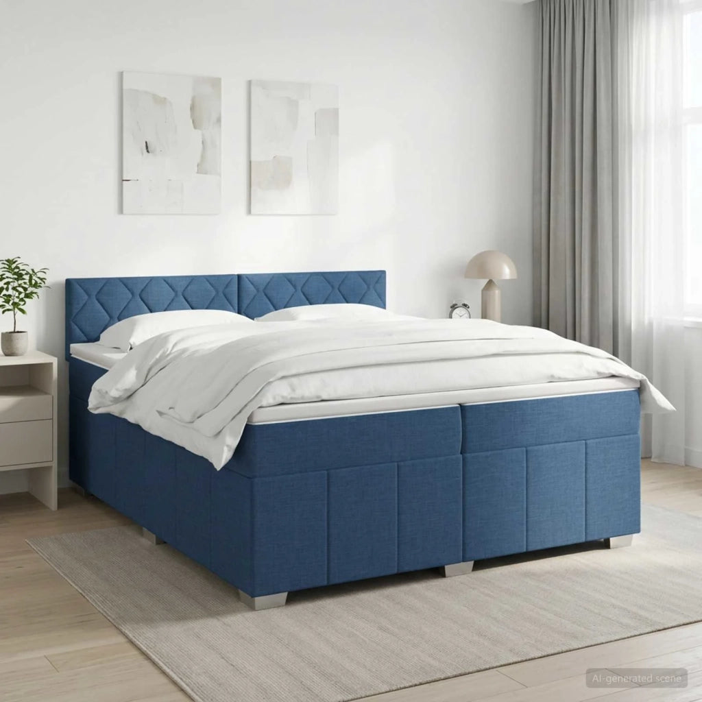 Letto box spring con materasso Blu 200 x 200 cm Tessuto 3451303