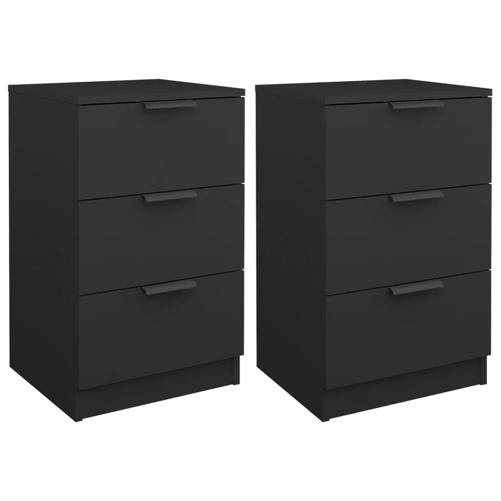 Set di 2 Comodini | Armadio da Notte | Mobiletto da notte Neri 40x36x65 cm