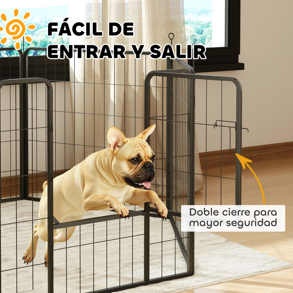 Recinto per Cani 6 Pannelli con Porta ¨C Minimal ¨C Nero 80 cm