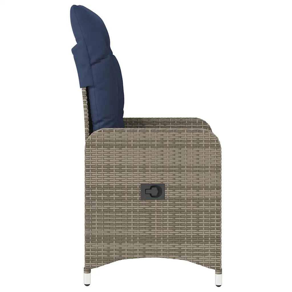 Sedia da giardino reclinabile con cuscini grigia in polyrattan 365684